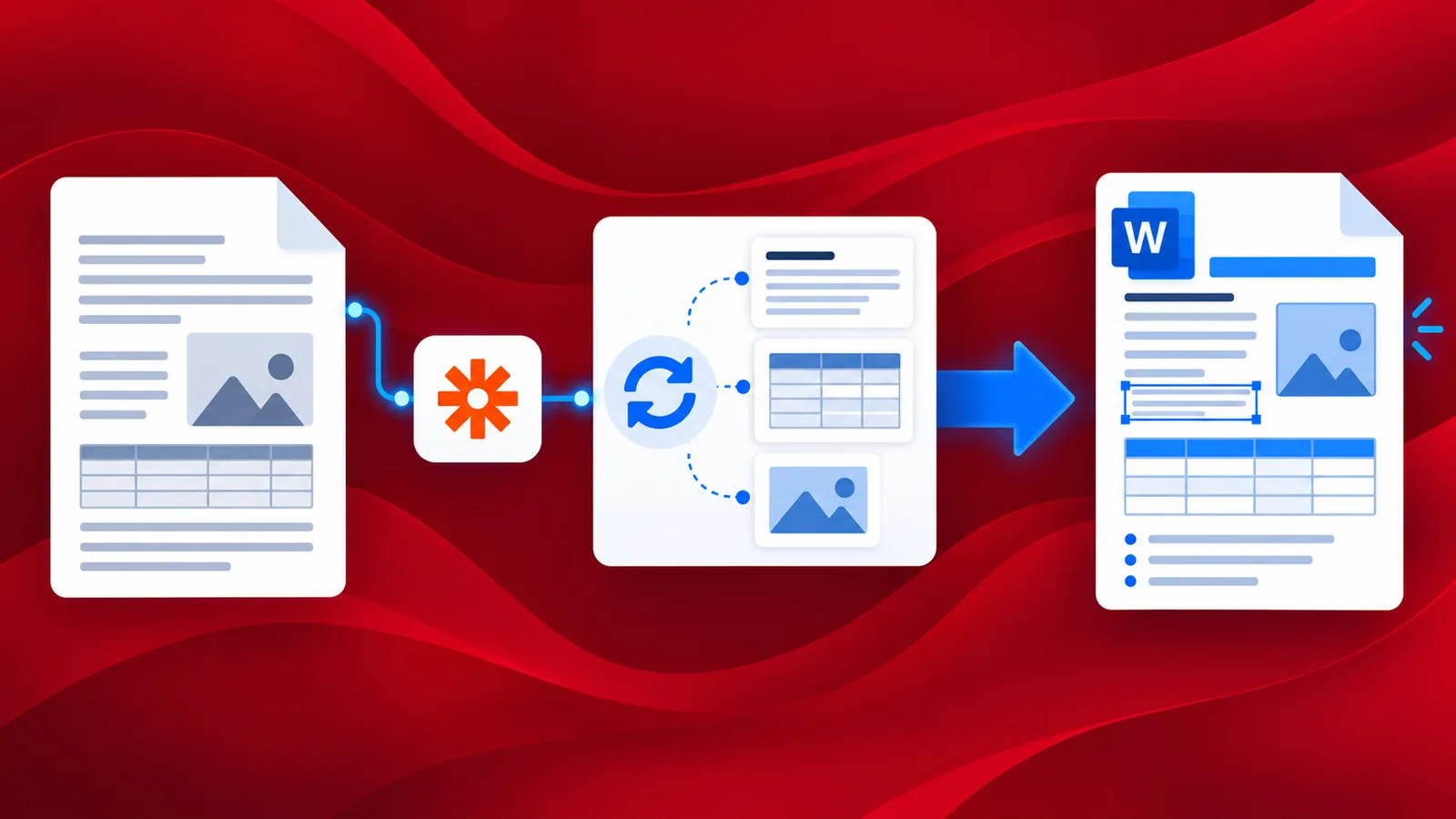 Konvertieren Sie PDFs mithilfe von Zapier und PDF4me in das Word-Format.