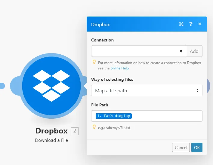 Modul pengunduhan file untuk Dropbox