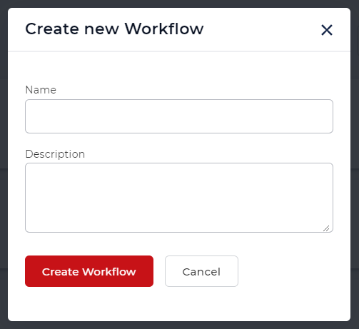 Create new Workflow interface