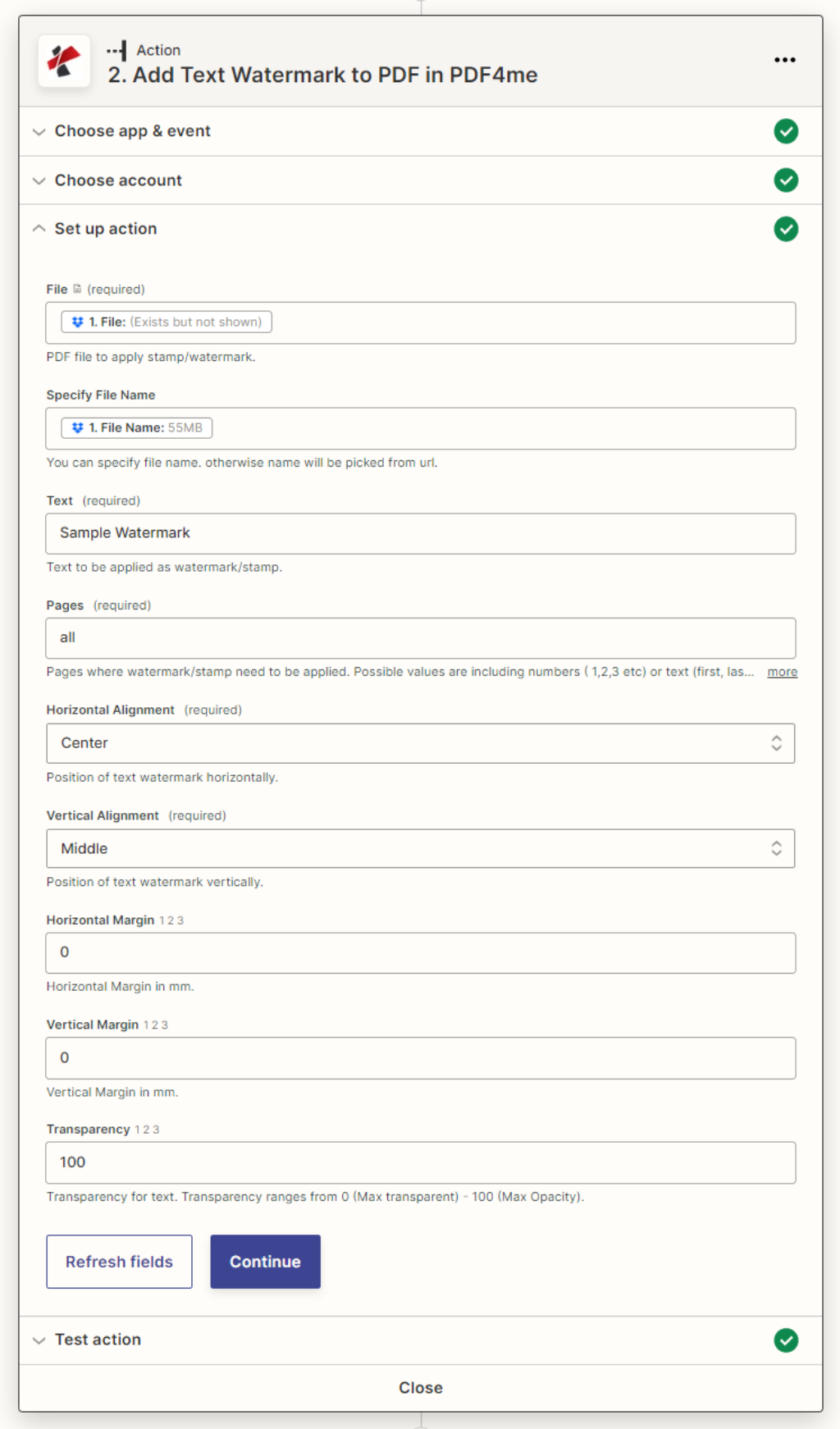 Tambahkan tanda air ke tindakan PDF