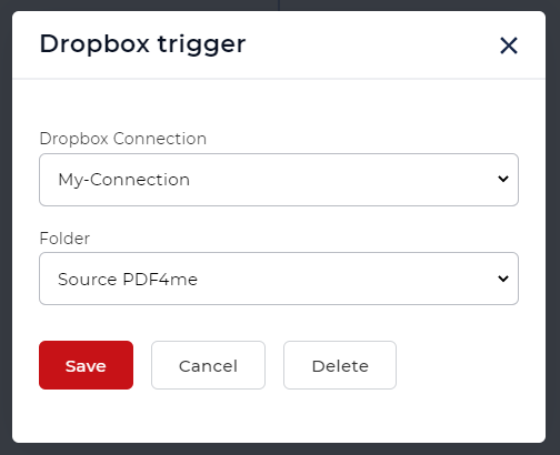 Creare e configurare il trigger di Dropbox