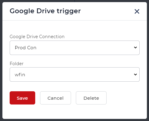 Acionador do Google Drive para Workflow