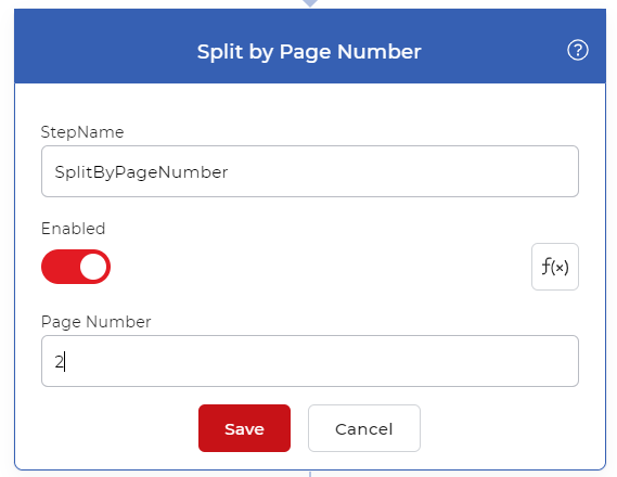 Azione di divisione per numero di pagina