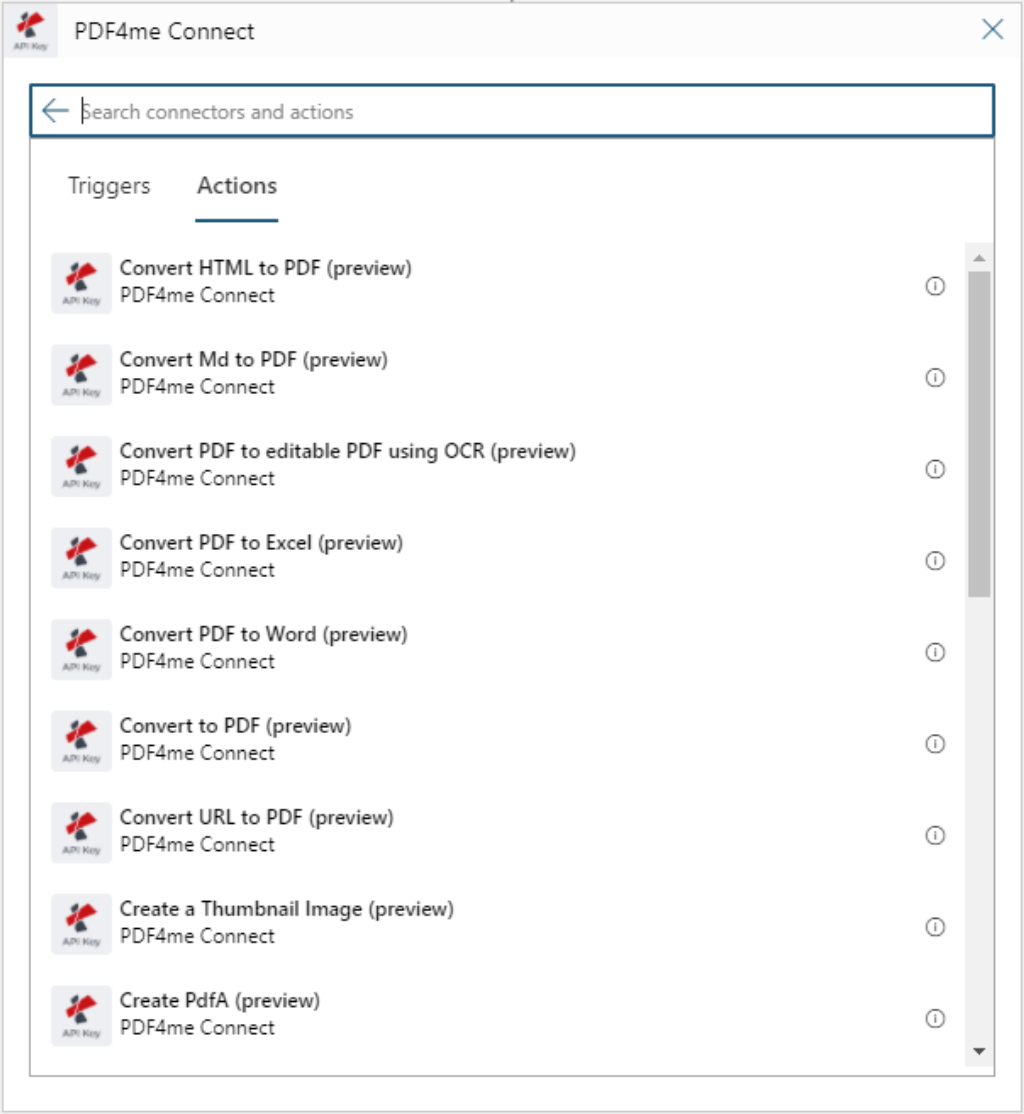 Choose the Convert to PDF action from the list