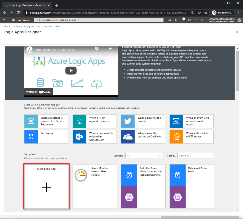 Creazione di un flusso di lavoro nelle app logiche di Azure con PDF4me Connect