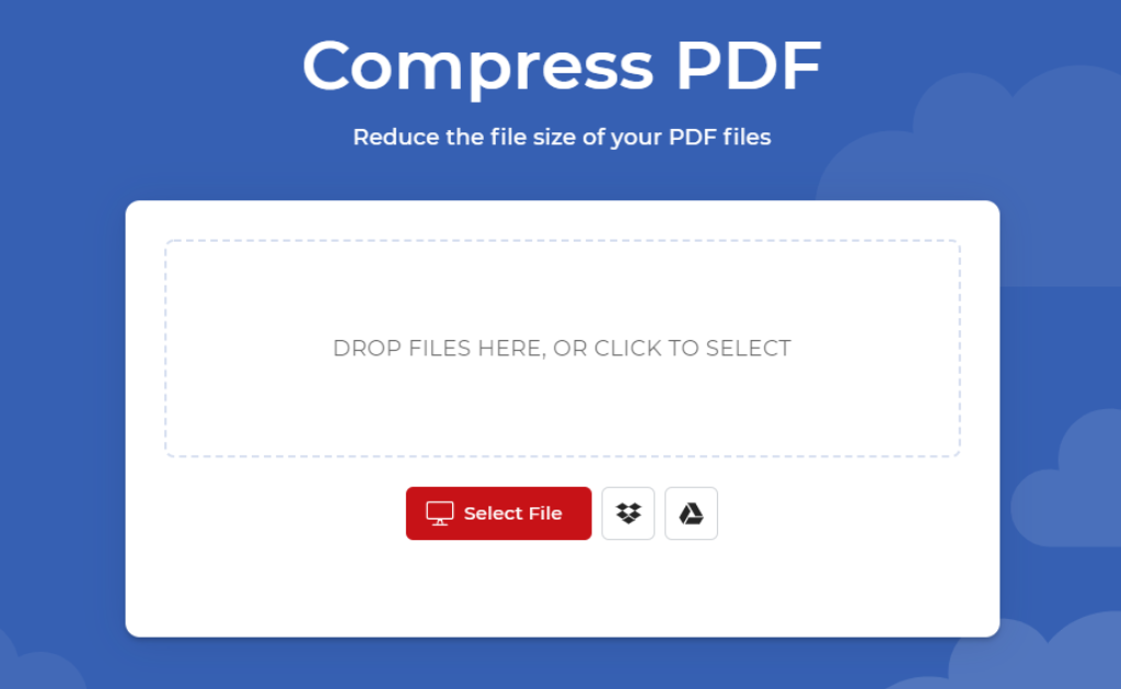 PDF Compress PDF interface