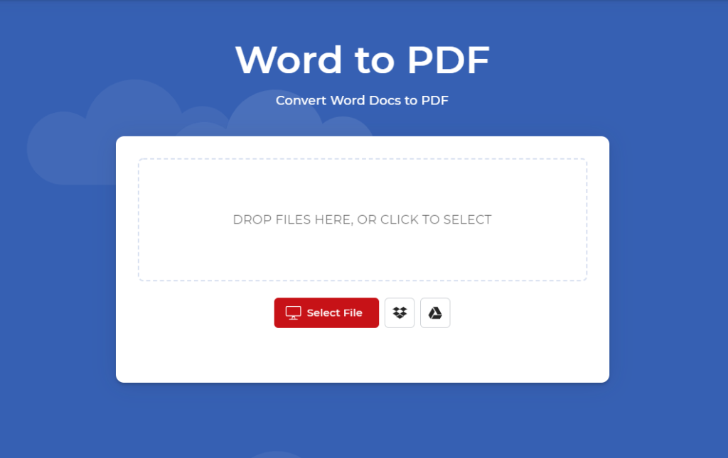 L'interfaccia del convertitore da Word a PDF