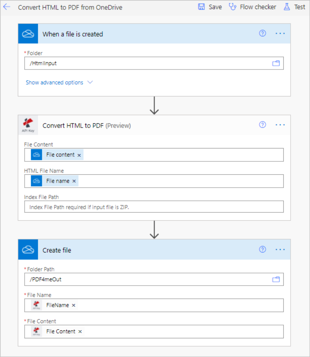 Automatizzare l'azione da HTML a PDF con OneDrive