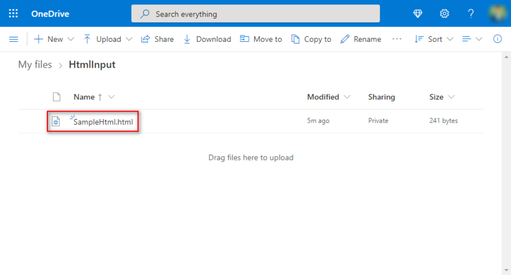 Folder OneDrive dengan PDF4me HTML ke tindakan PDF