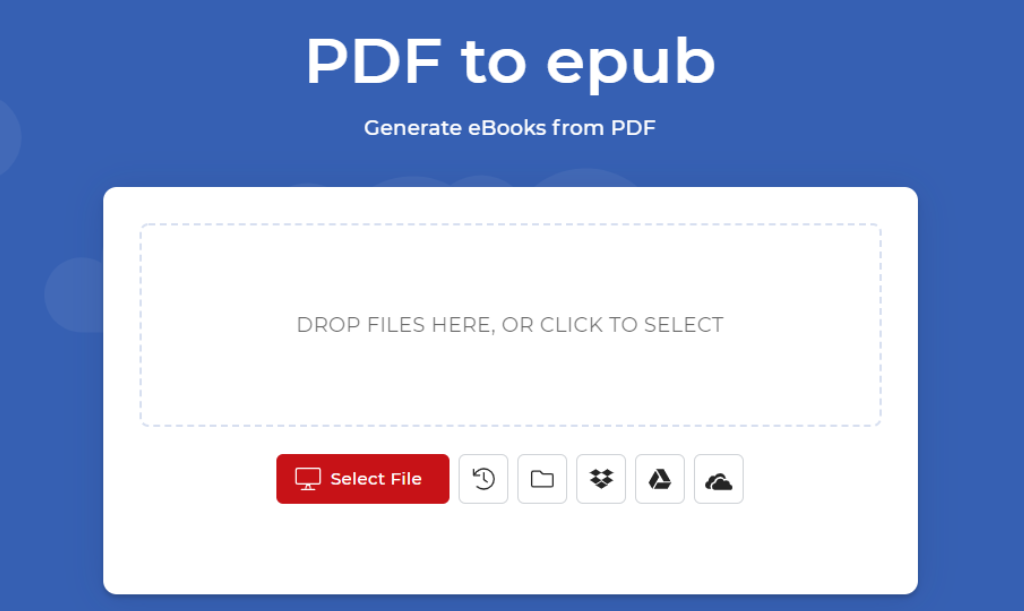 Interfaz del convertidor de PDF a eBook