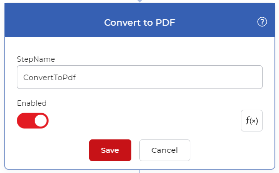 Schnittstelle für die Aktion 'In PDF konvertieren