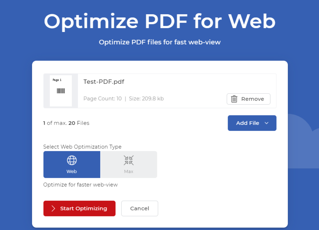 Optimalkan untuk file Web yang diunggah