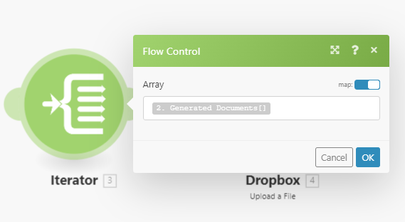 Flow control iterator for output files