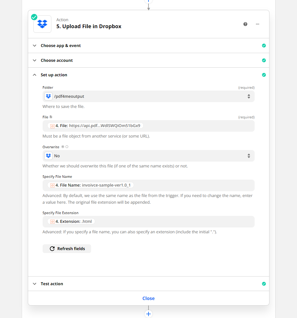 Subir archivos a la carpeta de Dropbox