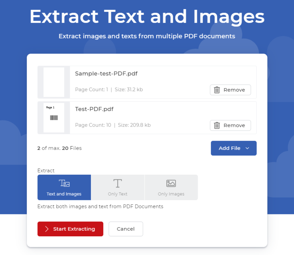 File PDF diunggah untuk mengekstrak gambar dan teks