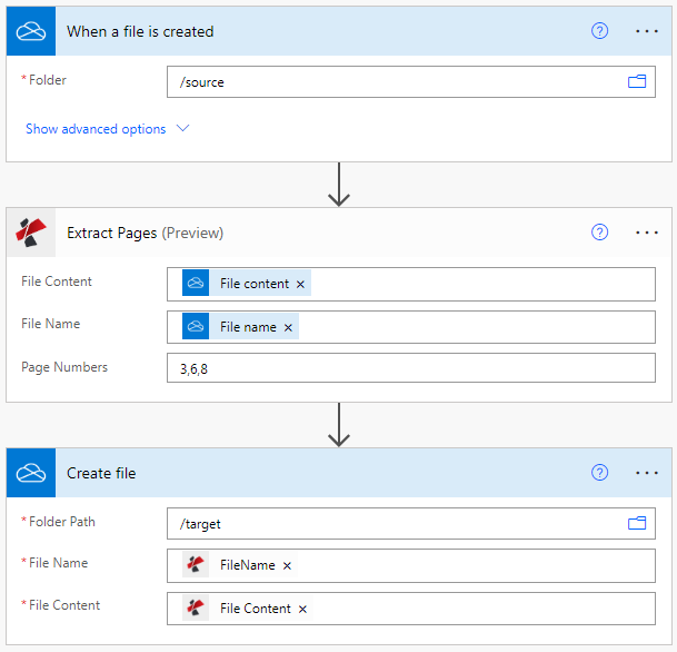 Extract pages from PDF Flow from Power Automate