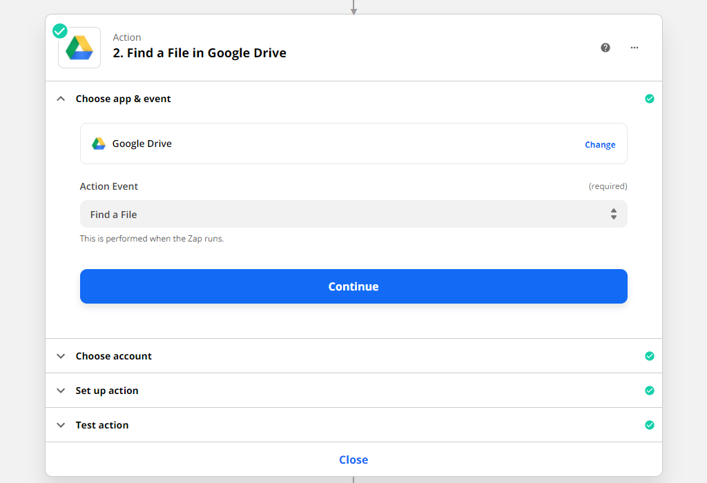Find files in Google drive trigger
