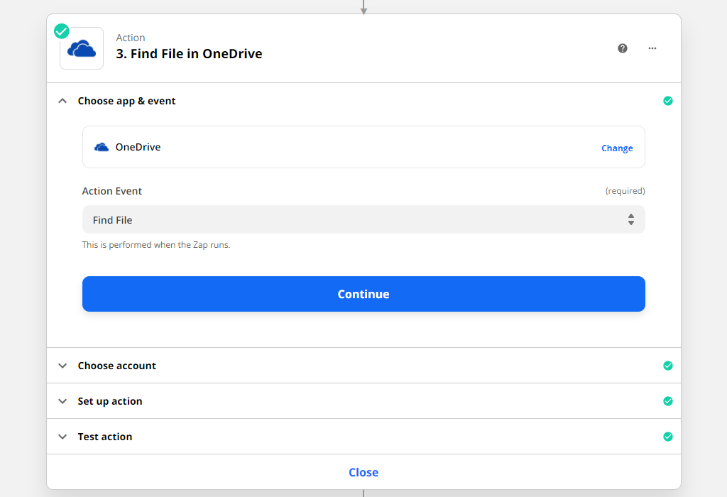 Temukan file dalam tindakan Onedrive