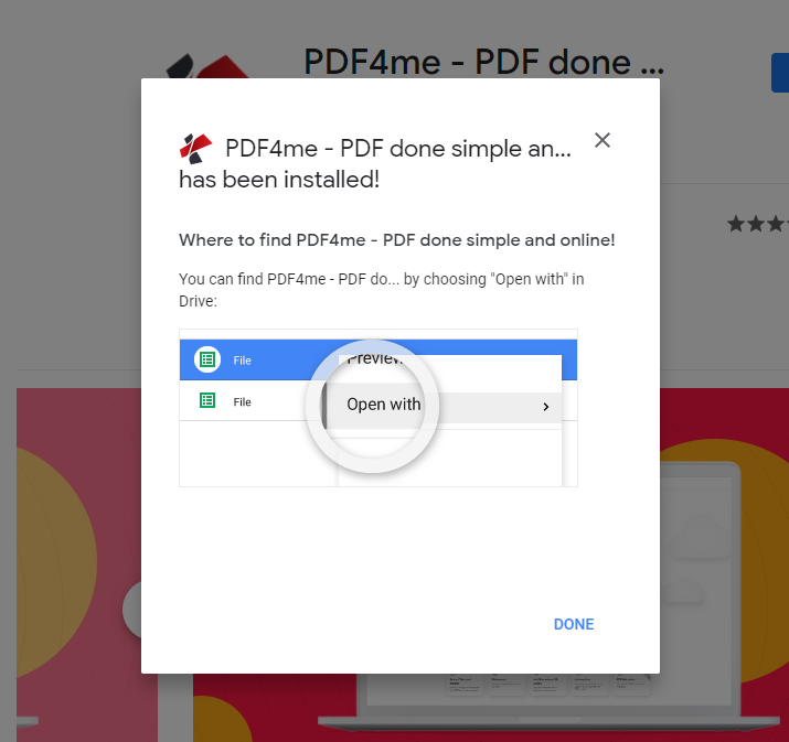Wo Sie PDF4me in Google Drive finden