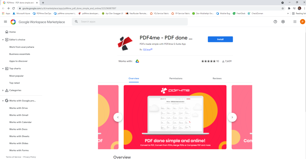 Search for PDF4me in Google Workspace Marketplace