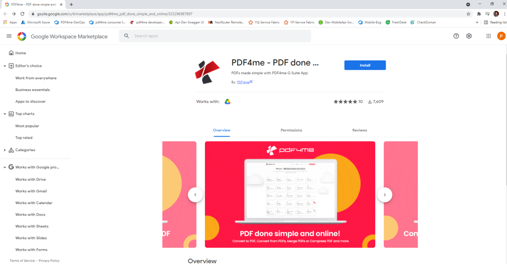 Recherchez PDF4me dans Google Workspace Marketplace