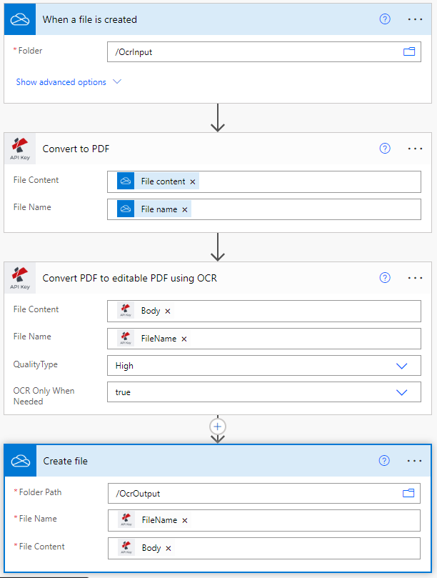 Power Automate kullanarak gelişmiş PDF OCR için akış