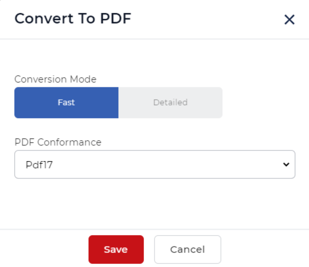 Adicionar ação converter em pdf