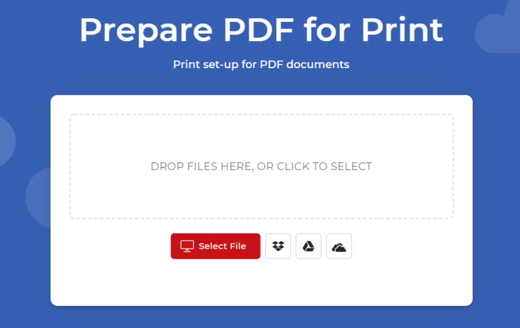 Interfaz de la herramienta Prepare for Print
