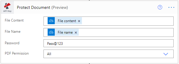 Set parameters and password for protecting PDF