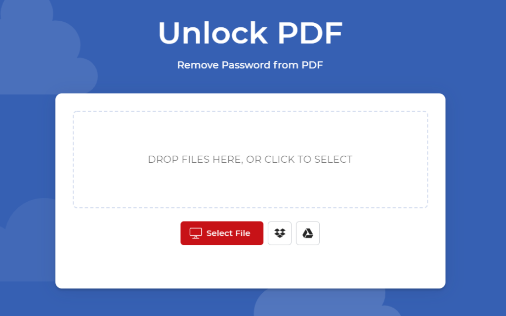 L'interface de l'outil de suppression du mot de passe de Unlock PDF