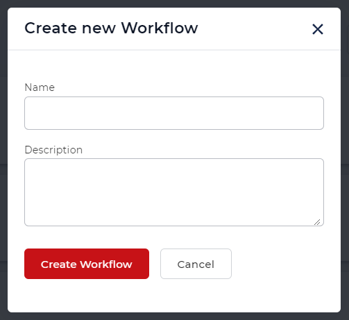 Create Workflow interface