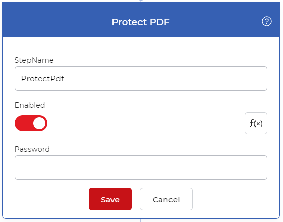Acción de PDF4me Protect PDF