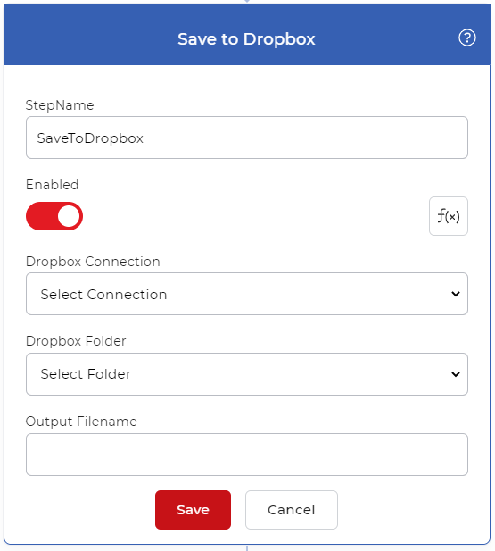 PDF4me Speichern in Dropbox Aktion