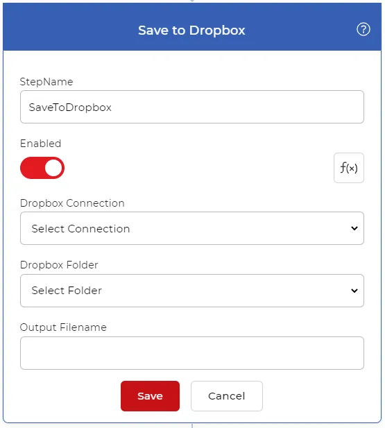Action « Enregistrer dans Dropbox » de PDF4me