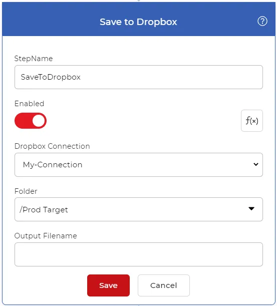 Simpan file output ke Dropbox (Tindakan alur kerja)