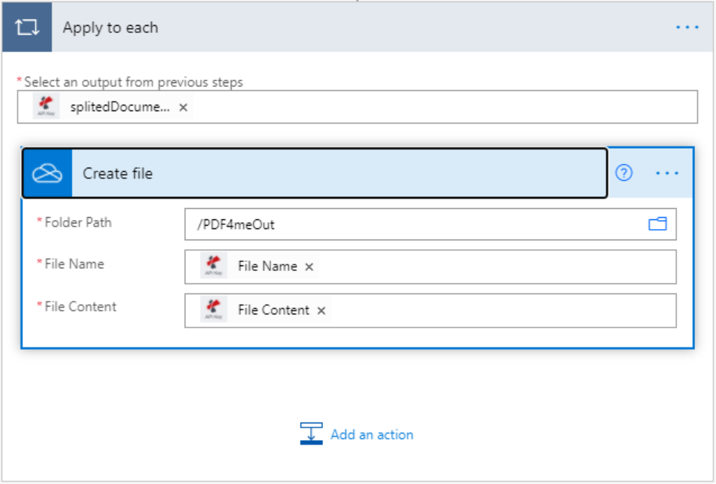 Configure output path for split PDF files