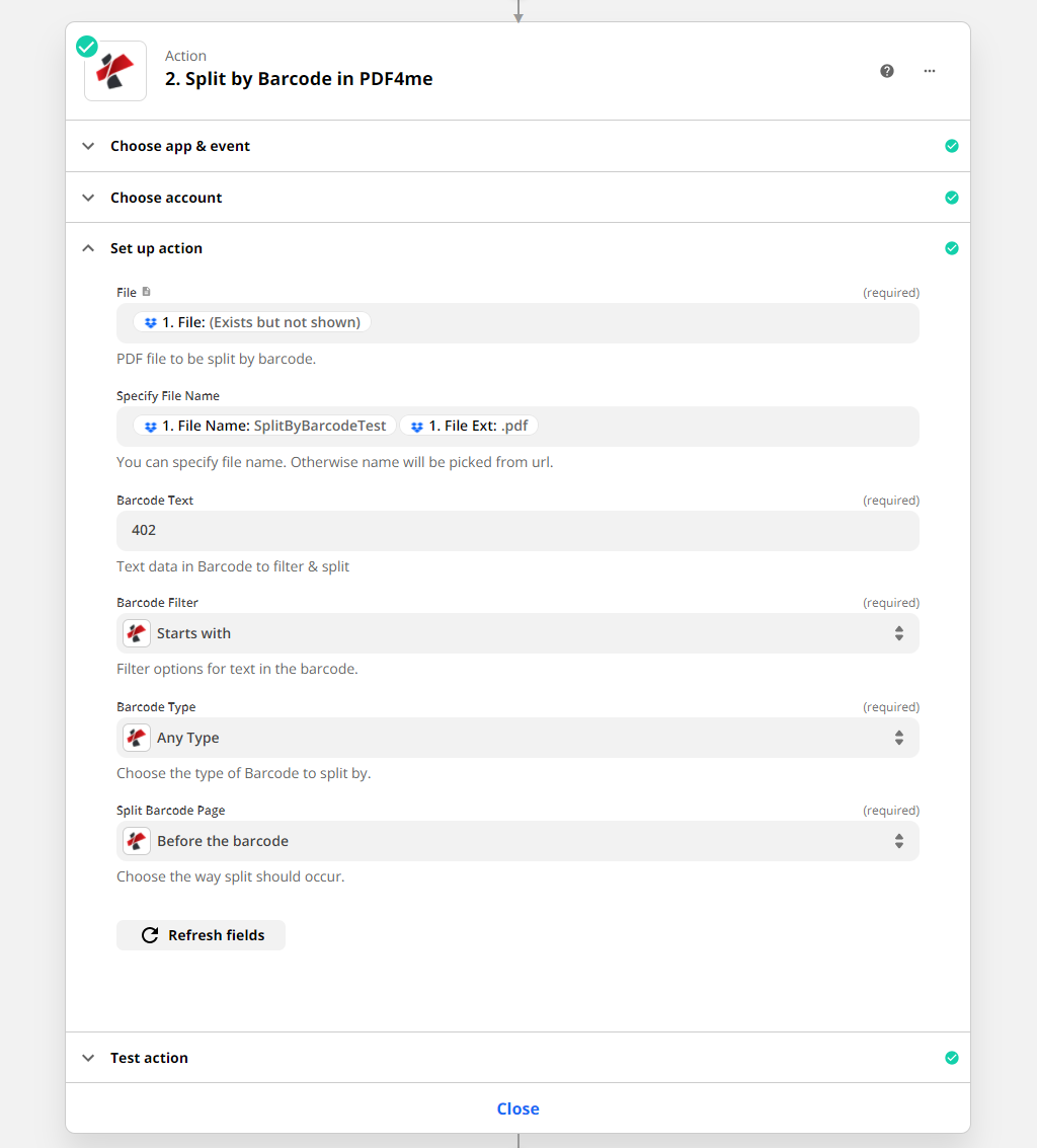 Configure Barcode data in the app