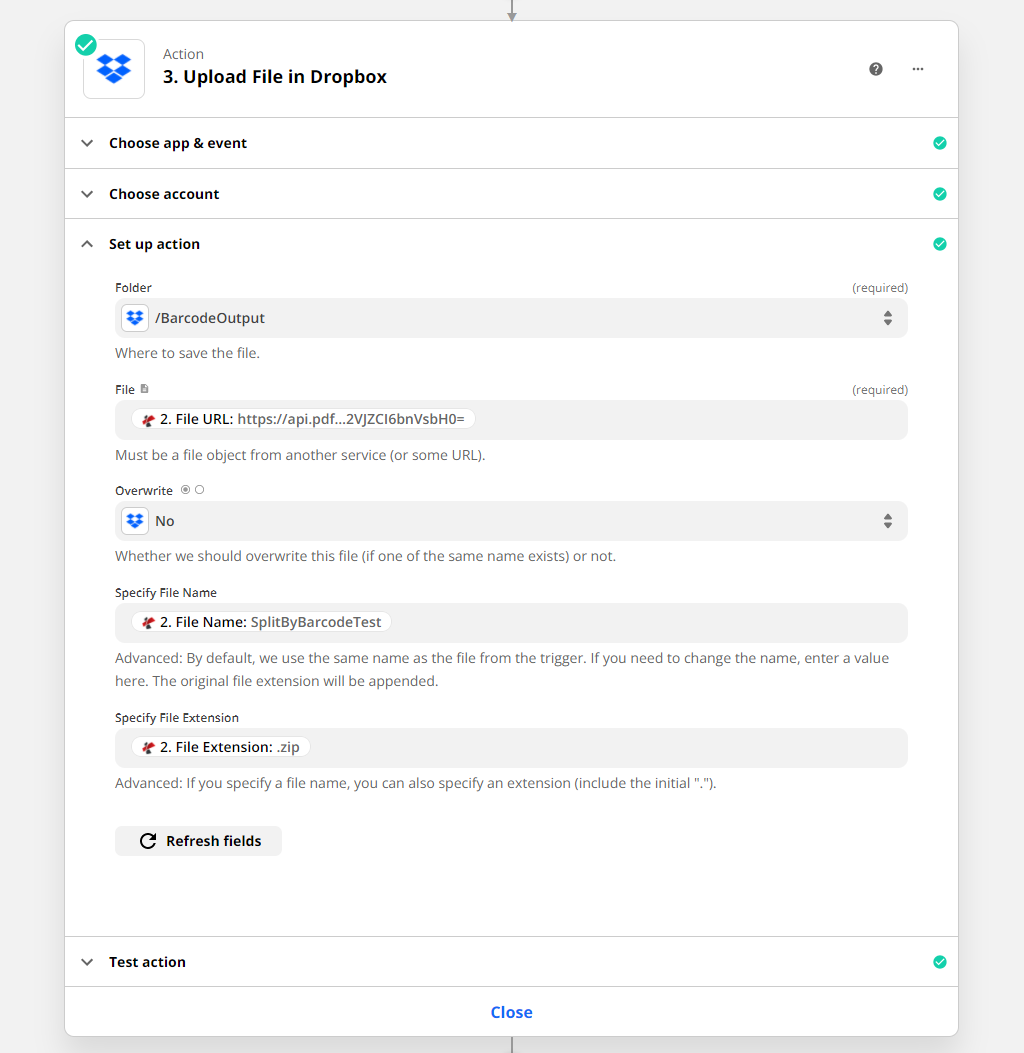 Configuration du chemin de sortie pour les fichiers PDF fractionnés