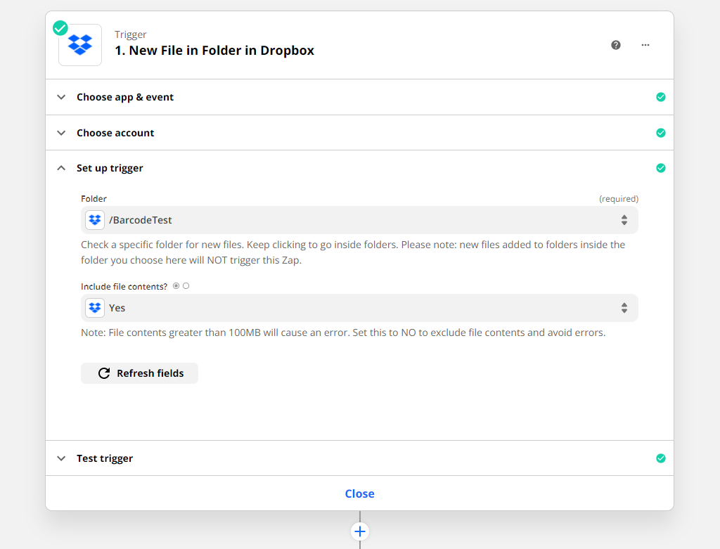 Choose the folder location where PDF documents will be dropped for split by barcode