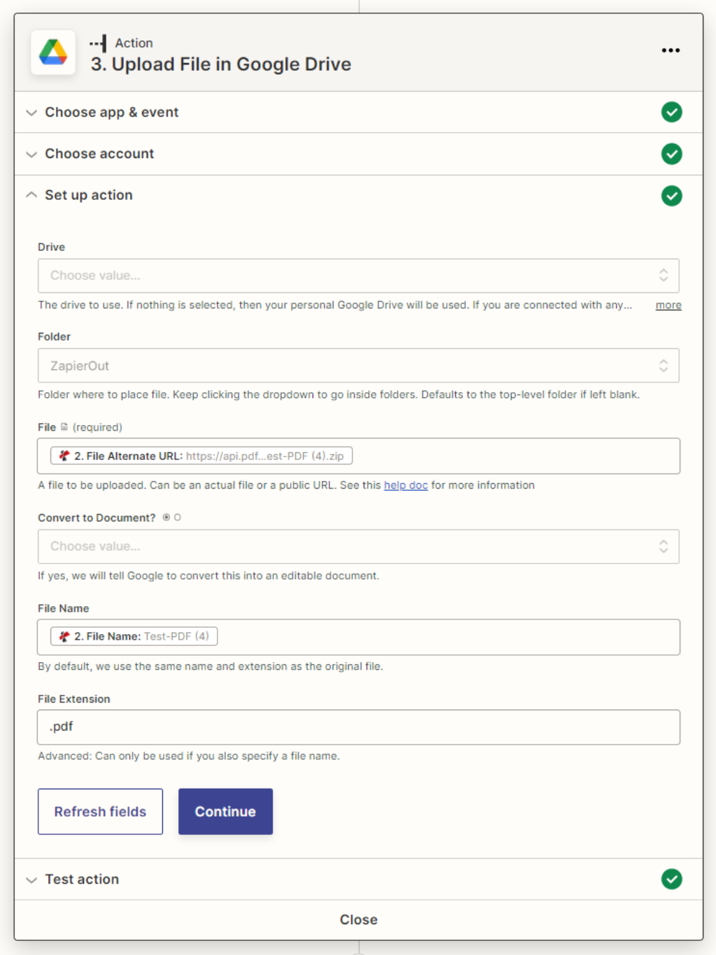 Google drive upload for split files