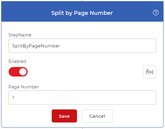 Azione di divisione per numero di pagina