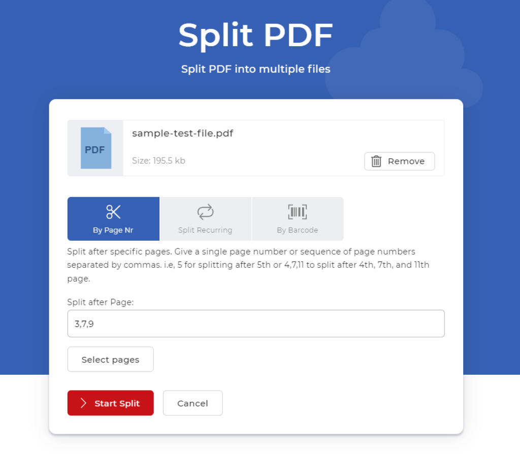 How to Split PDF online in specific order using PDF4me?