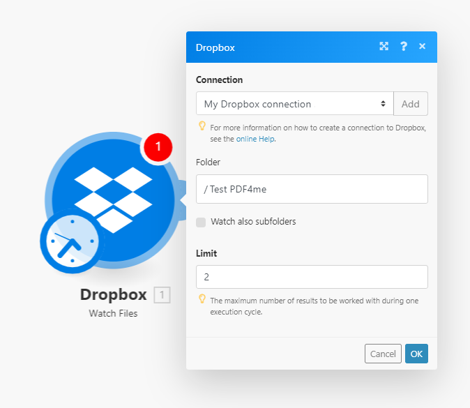 Modulo per l'osservazione dei file di Dropbox