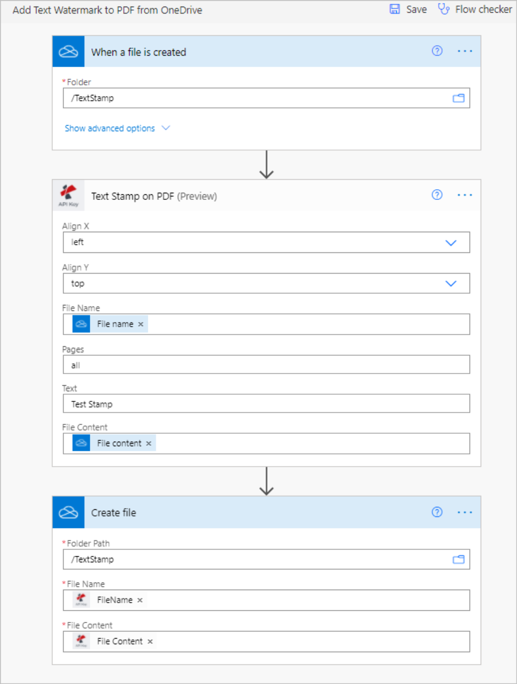 Power Automate Text Stamp mit OneDrive