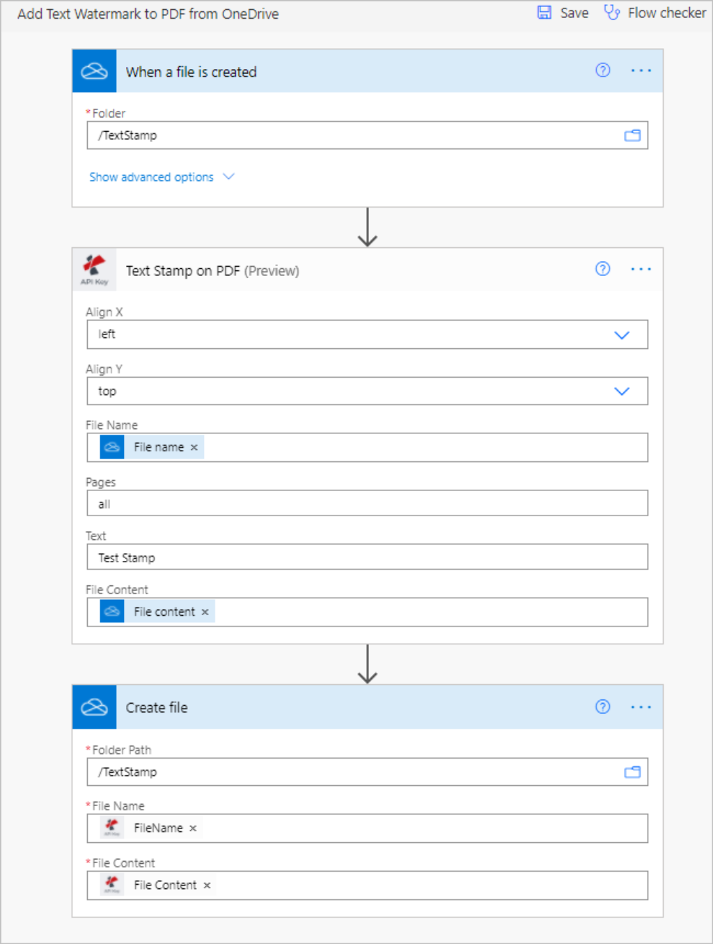 OneDrive ile Power Automate Metin Damgası