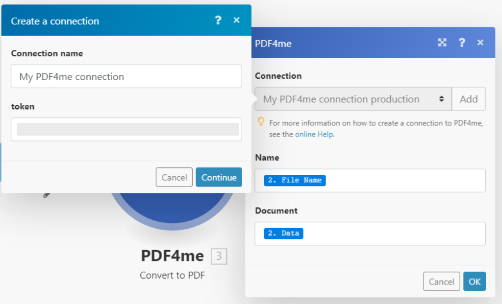 Ajouter le Token PDF4me pour la connexion Make