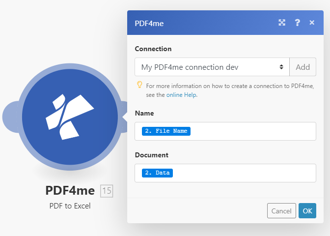 Convert PDF to Excel using PDF4me and Make