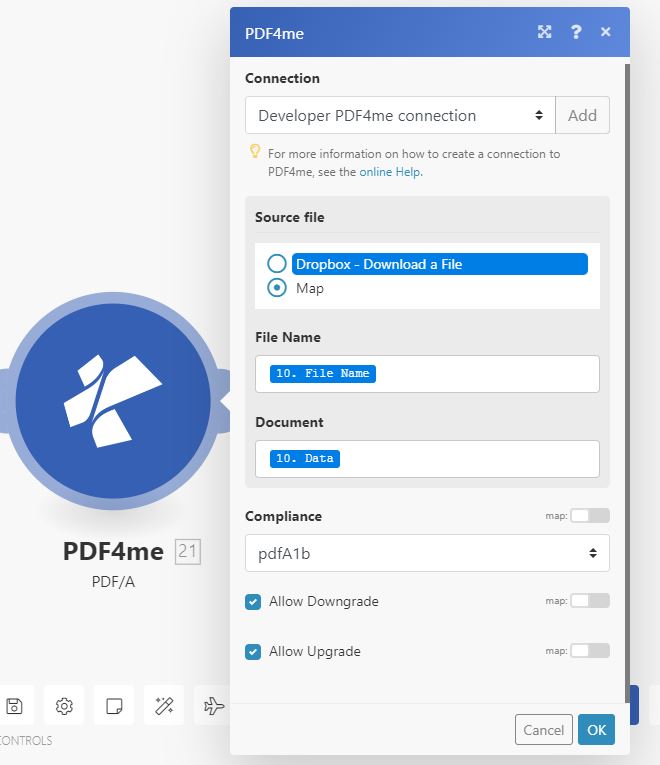 create pdfa file using pdf4me