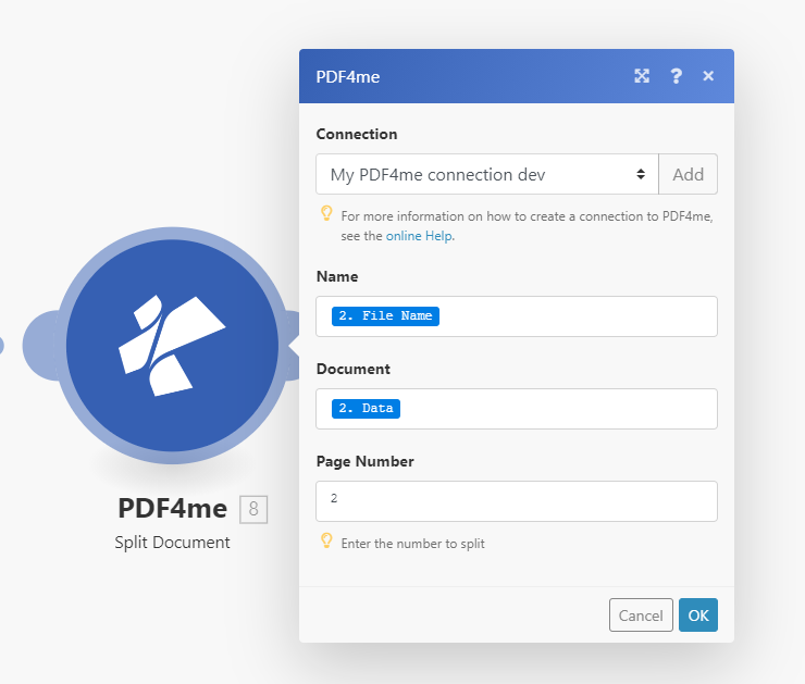 Split PDF files using PDF4me and Make