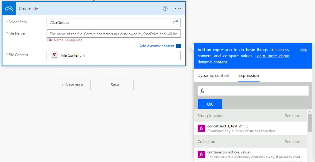 Nombre de archivo dinámico con expresiones regulares en Power Automate